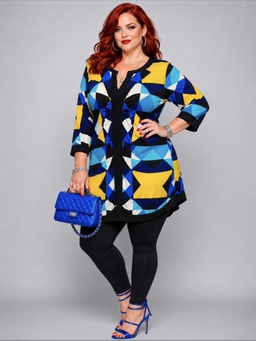 Style & Co. | Bold Geometric Print | Whimsigoth Tunic Top | Y2K Abstract | 1X